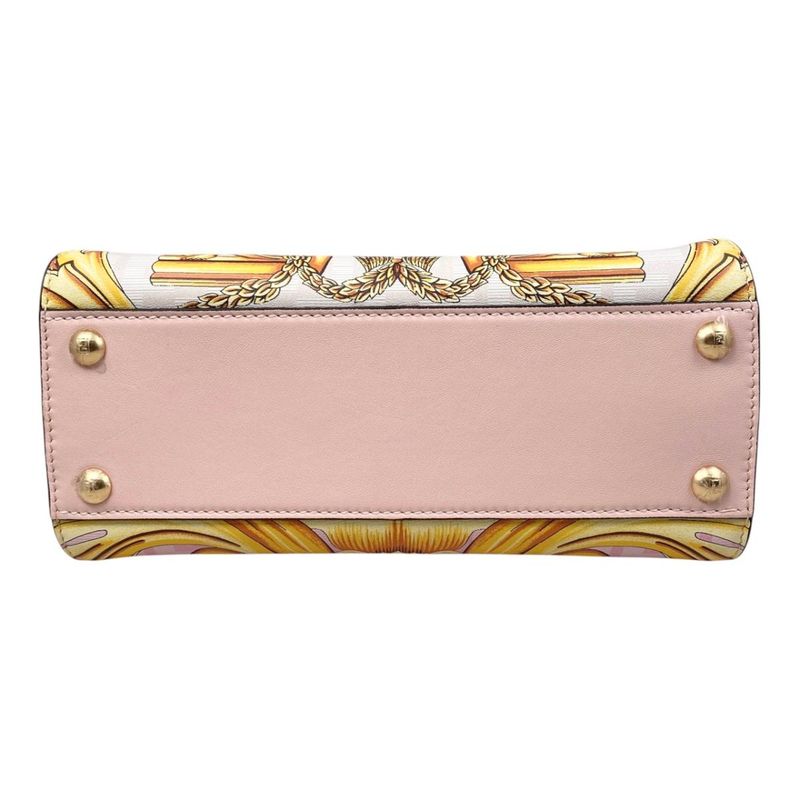 Fendi Fendace Shoulder Bag Peekaboo Mini Leather Pink White
