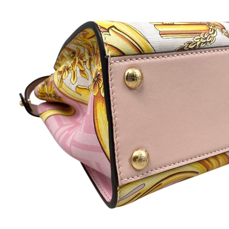 Fendi Fendace Shoulder Bag Peekaboo Mini Leather Pink White