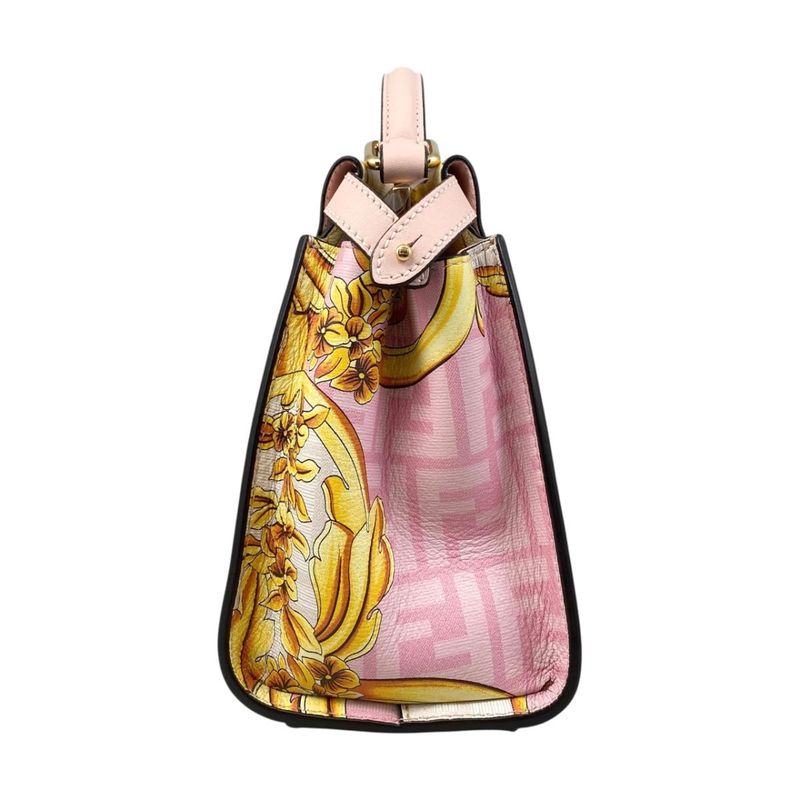 Fendi Fendace Shoulder Bag Peekaboo Mini Leather Pink White