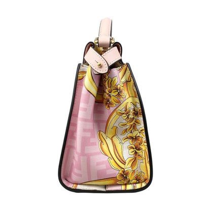 Fendi Fendace Shoulder Bag Peekaboo Mini Leather Pink White