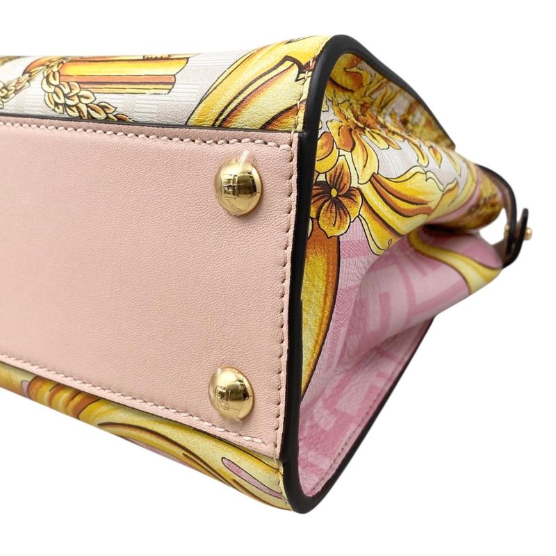 Fendi Fendace Shoulder Bag Peekaboo Mini Leather Pink White