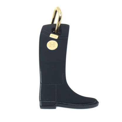 Hermes Boot Motif Pendant Necklace Gold Black