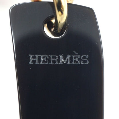 Hermes Boot Motif Pendant Necklace Gold Black