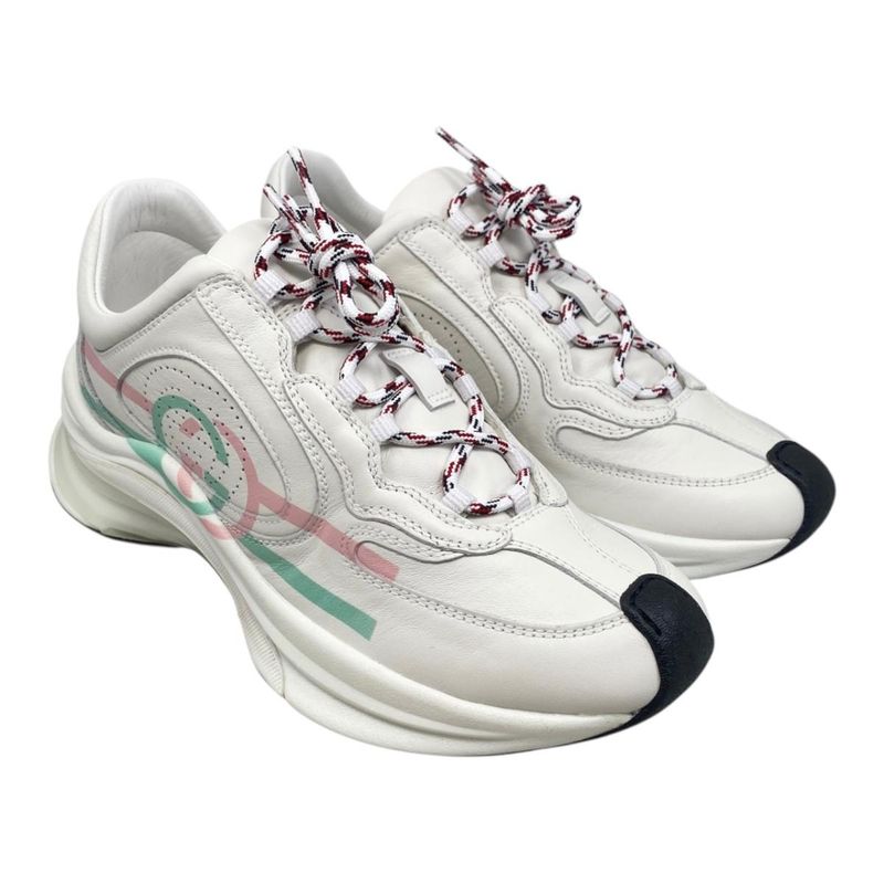Gucci Sneakers Gglogo 34.5 Leather White Pink Green