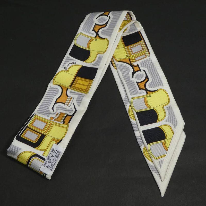 Hermes Scarf Twirly Scarves White