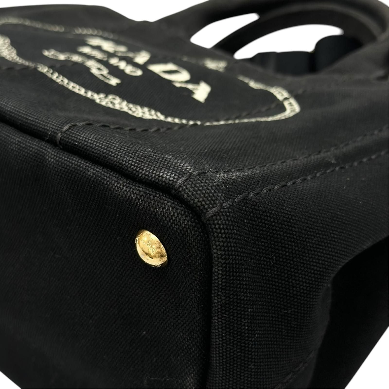 Prada Canapa Handbag Canvas Black 2-Way Triangle Logo — view 8
