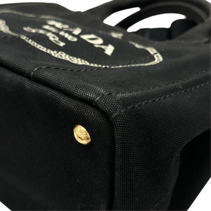 Prada Canapa Handbag Canvas Black 2-Way Triangle Logo — view 8