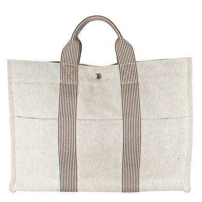 Hermes New Full Toe MM Handbag Cotton Beige