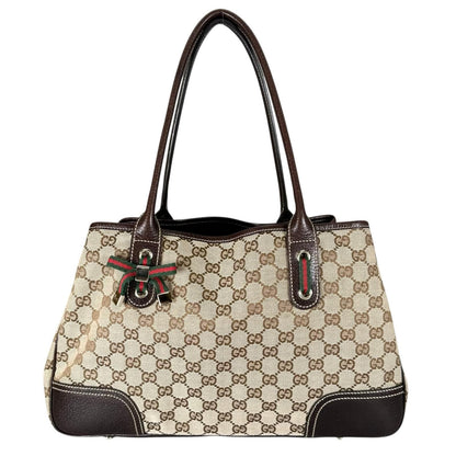 Gucci Sherry Line Princy Tote Bag GG Canvas Beige