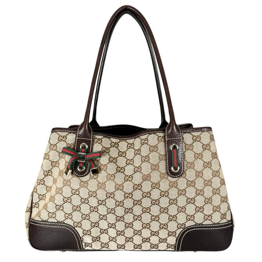Gucci Sherry Line Princy Tote Bag GG Canvas Beige
