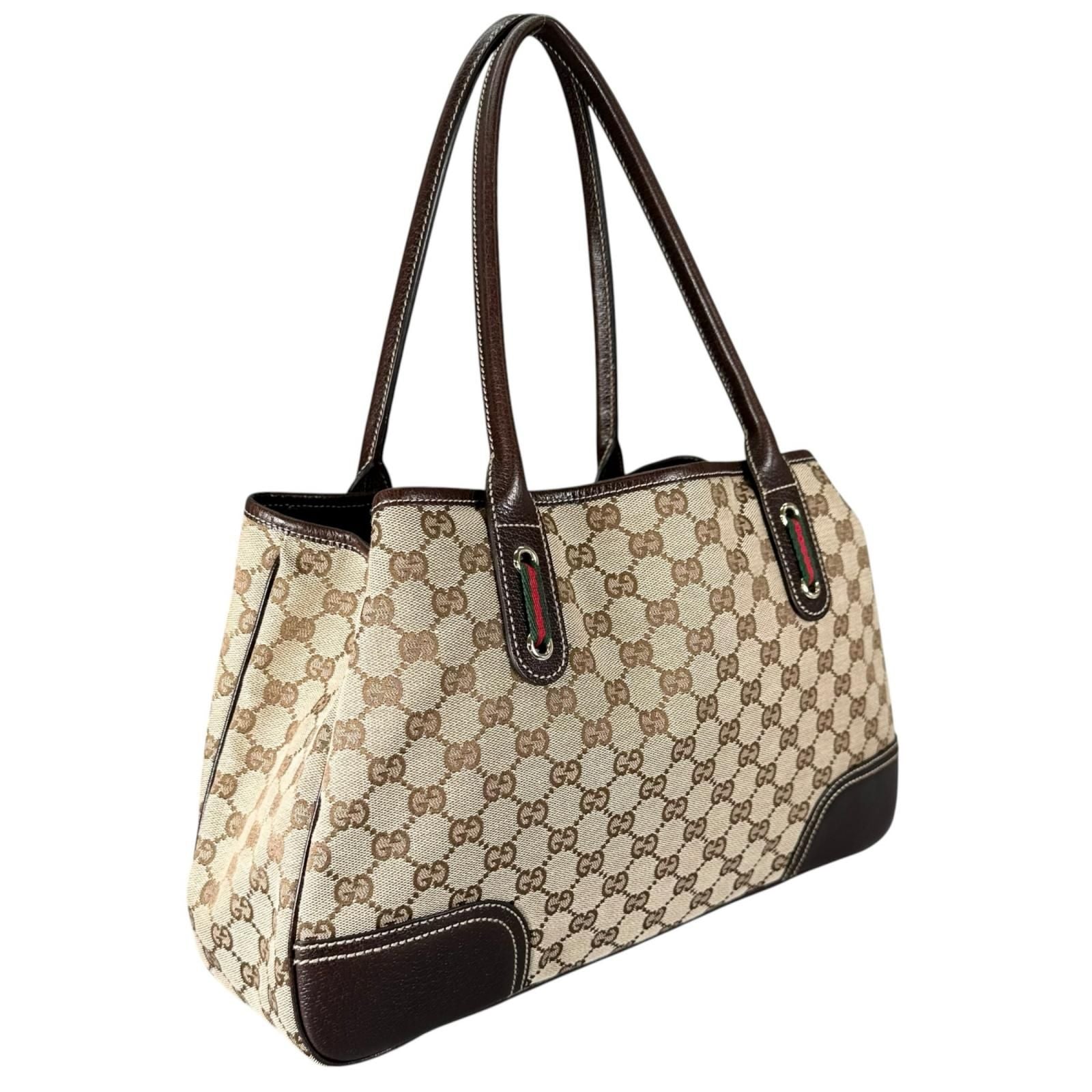 Gucci Sherry Line Princy Tote Bag GG Canvas Beige — view 3