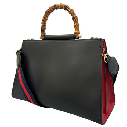 Gucci Nymphaea Bamboo Handbag Leather Black 2-Way — view 2