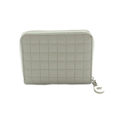 Celine Compact Zip Wallet Mini Zip Around Coin Purse Quilted Gray