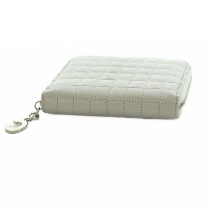 Celine Compact Zip Wallet Mini Zip Around Coin Purse Quilted Gray