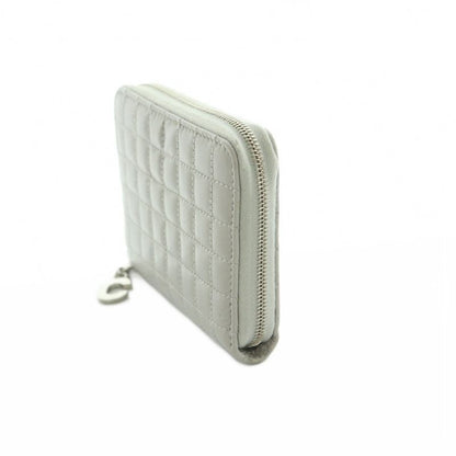Celine Compact Zip Wallet Mini Zip Around Coin Purse Quilted Gray