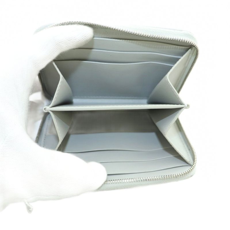 Celine Compact Zip Wallet Mini Zip Around Coin Purse Quilted Gray