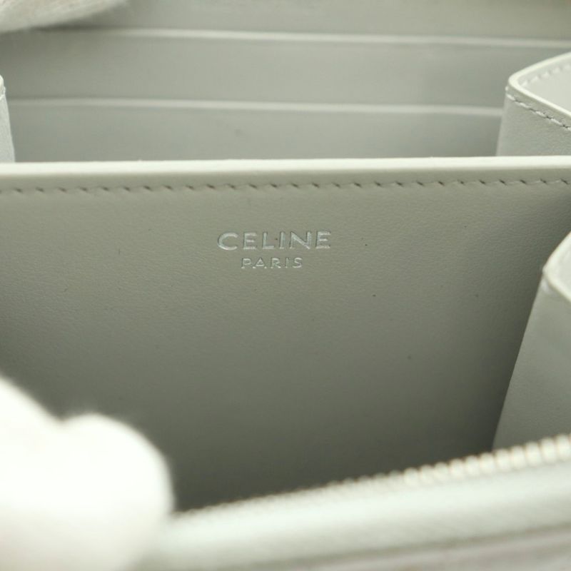 Celine Compact Zip Wallet Mini Zip Around Coin Purse Quilted Gray