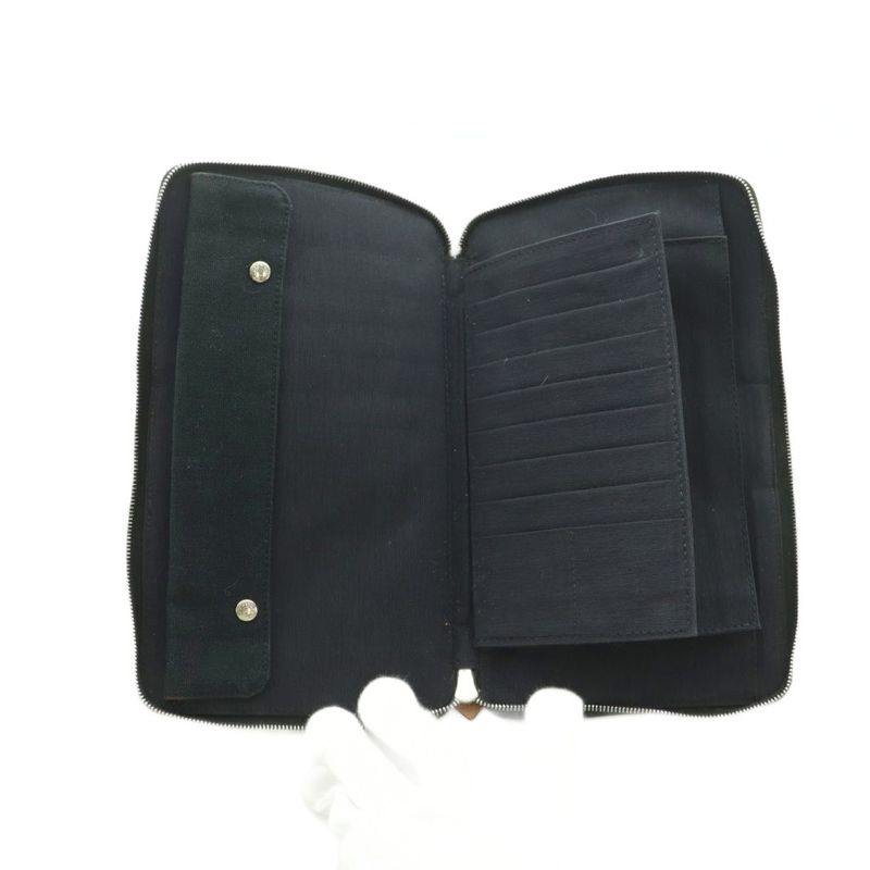 Hermes Fourre Tout Purse GM Wallet Zip Around Bifold Coin Black