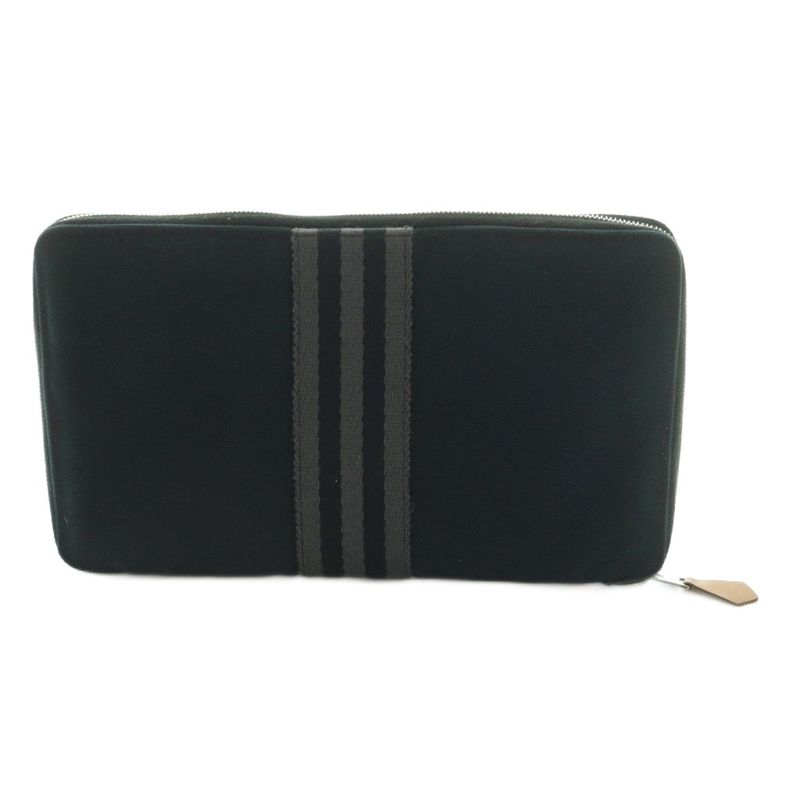 Hermes Fourre Tout Purse GM Wallet Zip Around Bifold Coin Black