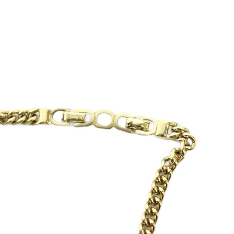 Dior Necklace Logo Faux Pearl Line Stone Gold