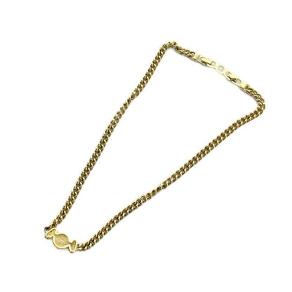 Dior Necklace Logo Faux Pearl Line Stone Gold