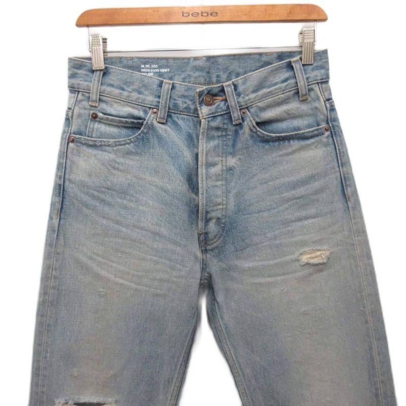 Celine Wesley Destroid Jeans Denim Pants Distressed Button Fly Straight 26