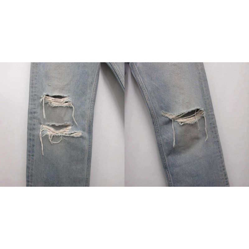 Celine Wesley Destroid Jeans Denim Pants Distressed Button Fly Straight 26