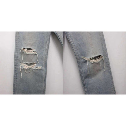 Celine Wesley Destroid Jeans Denim Pants Distressed Button Fly Straight 26
