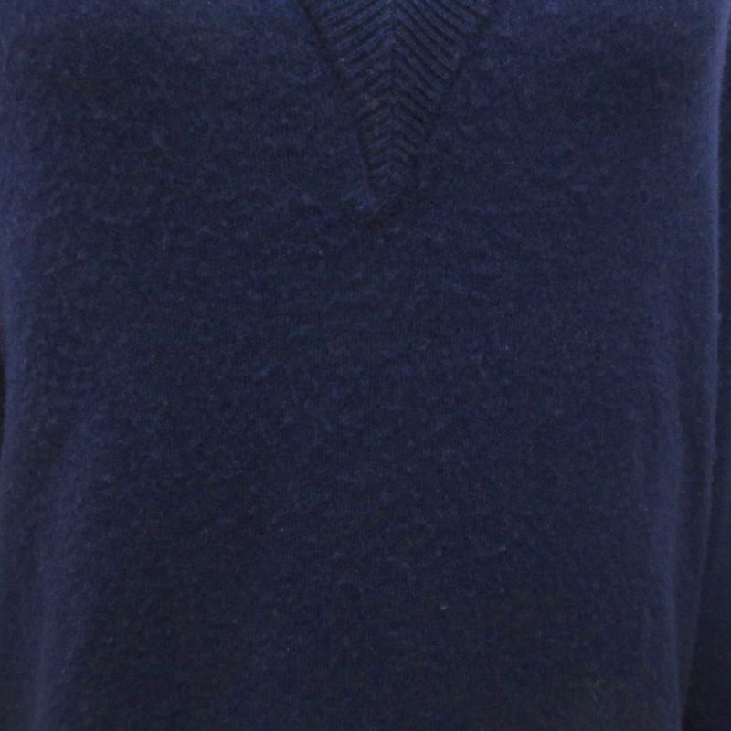 Balenciaga Knit Sweater Long Sleeve V-neck Snap Button Wool 36 Navy