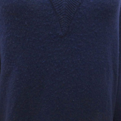 Balenciaga Knit Sweater Long Sleeve V-neck Snap Button Wool 36 Navy