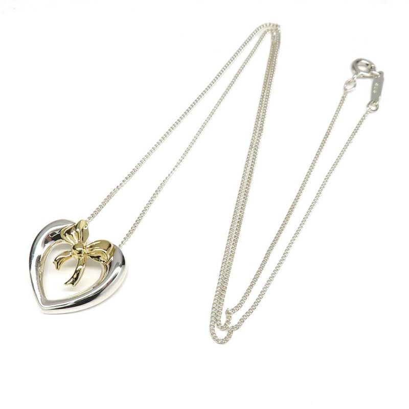 Tiffany & Co Hart Ribbon Necklace 750 Silver Yellow Gold