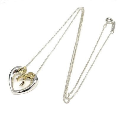 Tiffany & Co Hart Ribbon Necklace 750 Silver Yellow Gold
