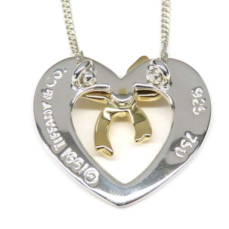 Tiffany & Co Hart Ribbon Necklace 750 Silver Yellow Gold