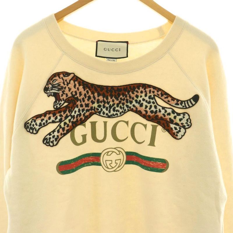 Gucci Sweatshirt Trainer Animal Patch Natural M Ivory SS