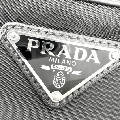 Prada Shoulder Bag Crossbody Triangle Logo Nylon Black Silver
