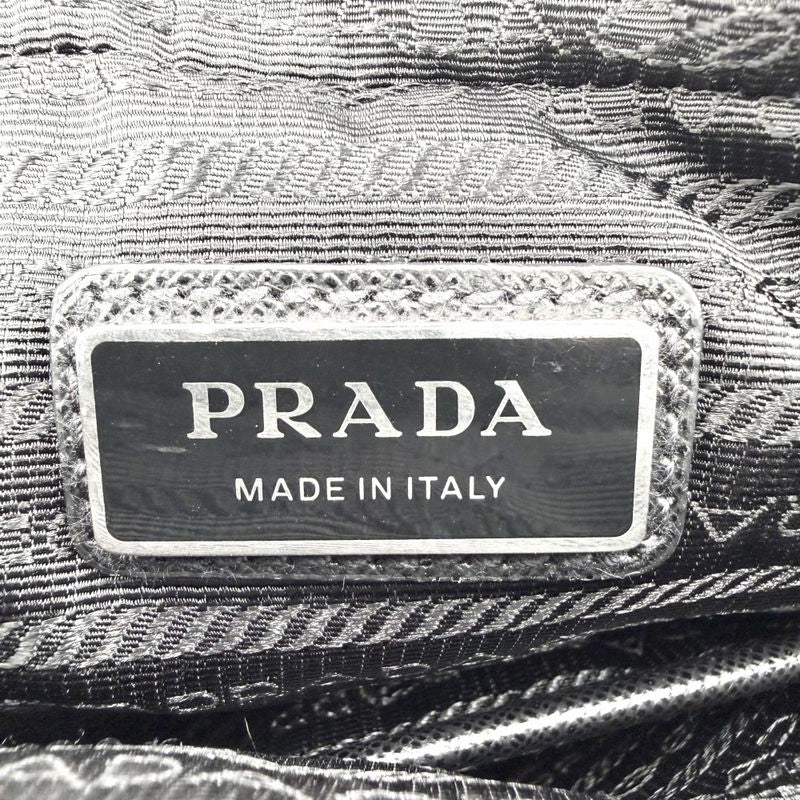 Prada Shoulder Bag Crossbody Triangle Logo Nylon Black Silver