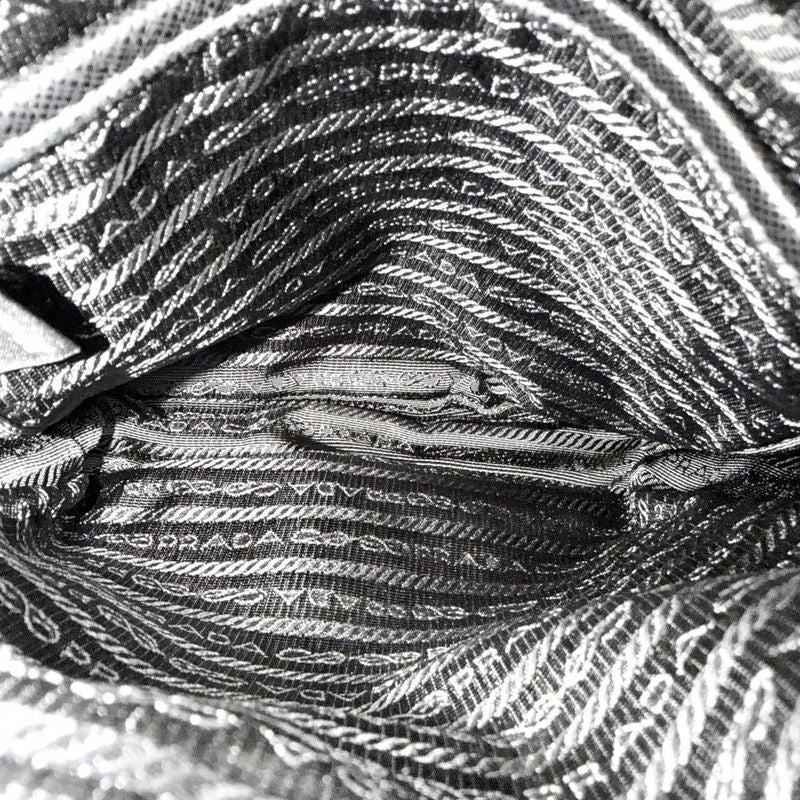 Prada Shoulder Bag Crossbody Triangle Logo Nylon Black Silver