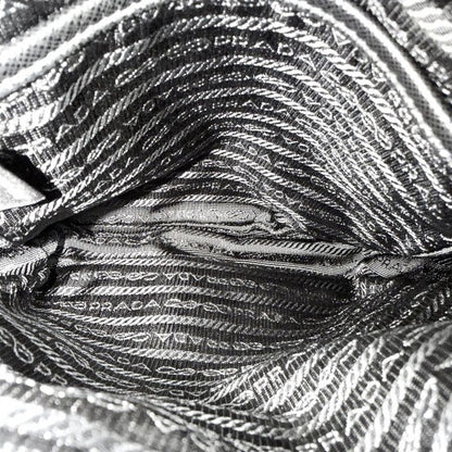 Prada Shoulder Bag Crossbody Triangle Logo Nylon Black Silver