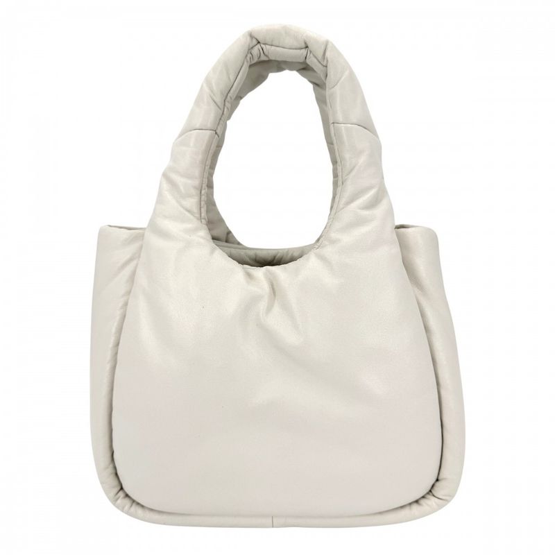 Prada Triangle Logo Padded Mini Bag Leather White Gold