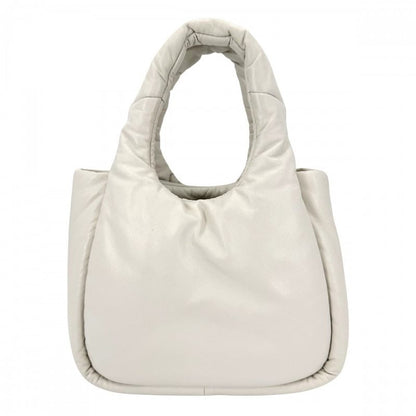 Prada Triangle Logo Padded Mini Bag Leather White Gold
