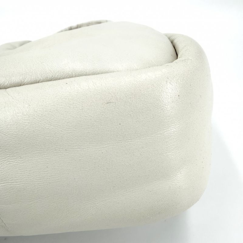 Prada Triangle Logo Padded Mini Bag Leather White Gold