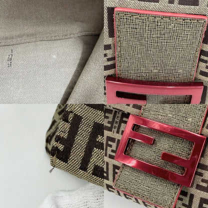 Fendi Shoulder Bag Mamma Bucket Zucchino Pattern Bag Canvas Leather Brown Red