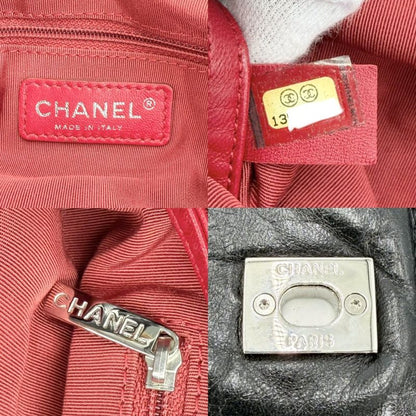Chanel Quilted Backpack Chain Shoulder Turnlock CC Logo Leather Black Silver