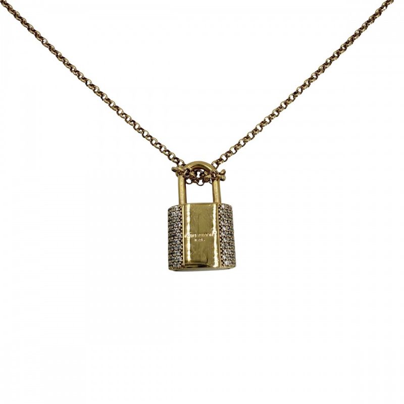 Louis Vuitton Necklace Key Motif LV Padlock Double Chain with Adjuster Star