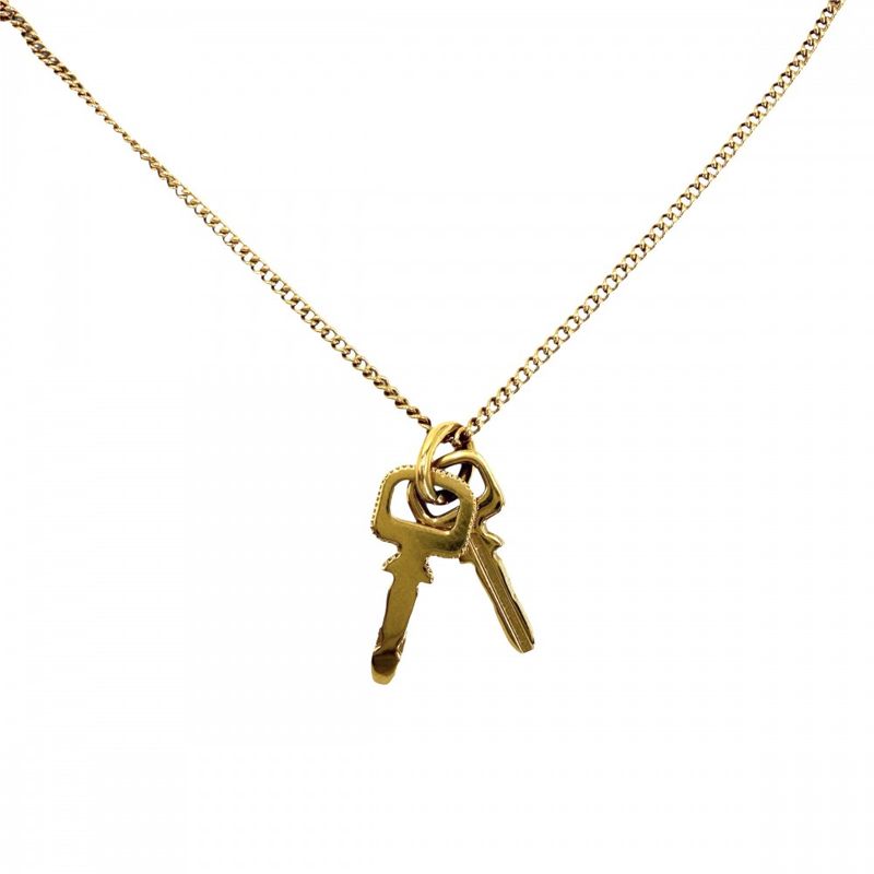 Louis Vuitton Necklace Key Motif LV Padlock Double Chain with Adjuster Star