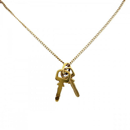 Louis Vuitton Necklace Key Motif LV Padlock Double Chain with Adjuster Star