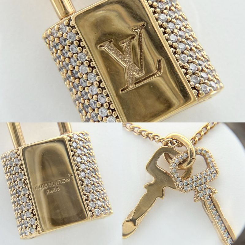 Louis Vuitton Necklace Key Motif LV Padlock Double Chain with Adjuster Star