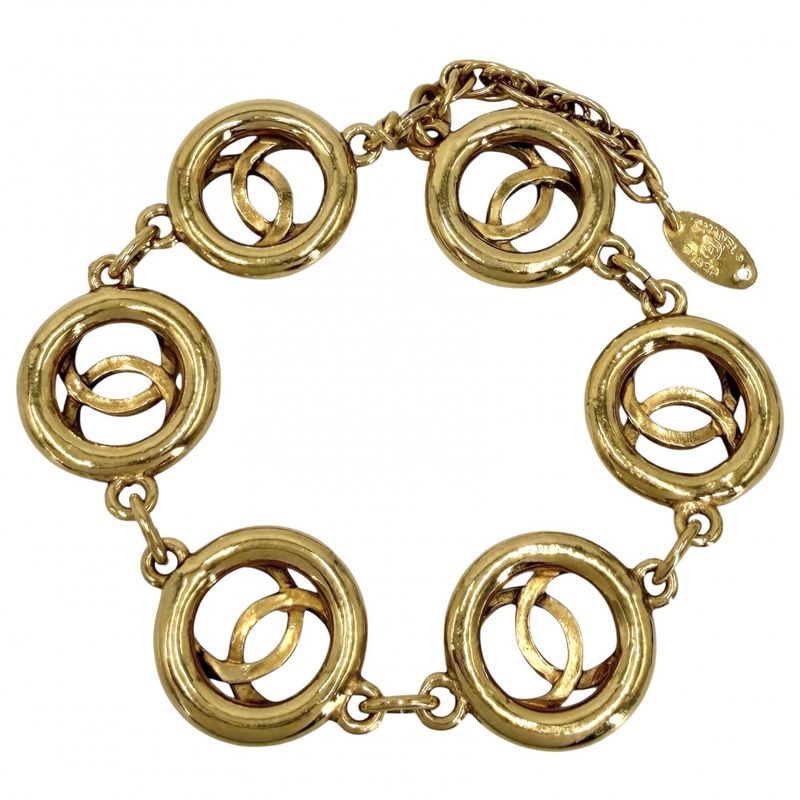 Chanel Bracelet Chain CC Logo Gold Vintage