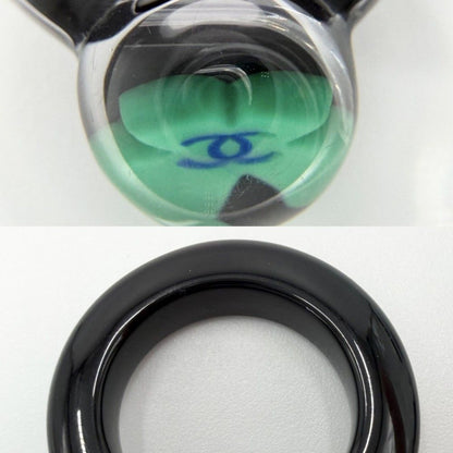 Chanel Ring Clover CC Logo . Black Green