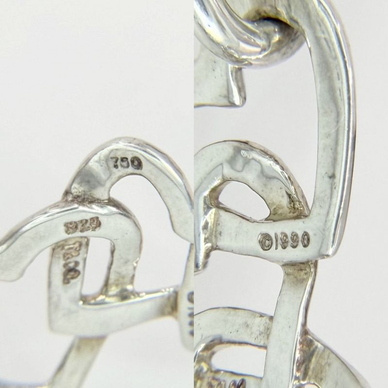 Tiffany & Co Bangle Triple Heart Bracelet 18k WG 925 Sterling Silver Gold